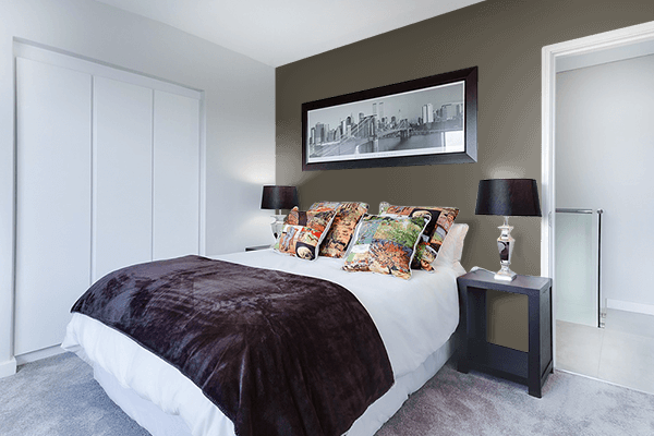 Pretty Photo frame on Brown Grey (RAL) color Bedroom interior wall color