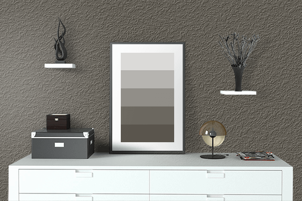 Pretty Photo frame on Brown Grey (RAL) color drawing room interior textured wall