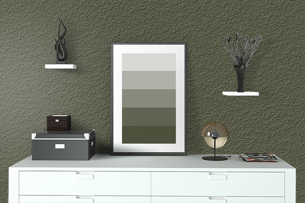 Pretty Photo frame on Army Green CMYK color drawing room interior textured wall