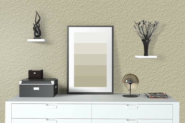 Pretty Photo frame on Cool Khaki color drawing room interior textured wall