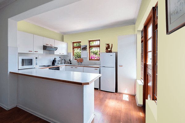 Pretty Photo frame on Cool Khaki color kitchen interior wall color