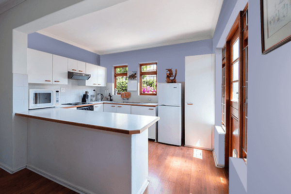 Pretty Photo frame on Gray-Blue color kitchen interior wall color