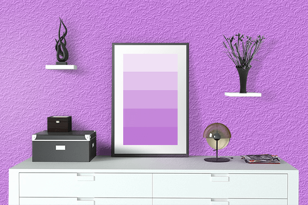 Pretty Photo frame on Pop color drawing room interior textured wall