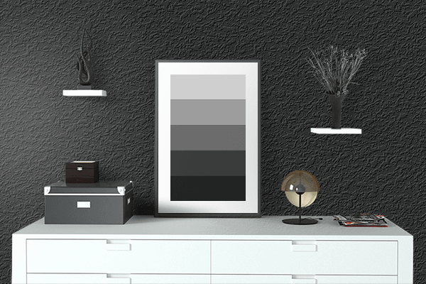 Pretty Photo frame on True Black color drawing room interior textured wall