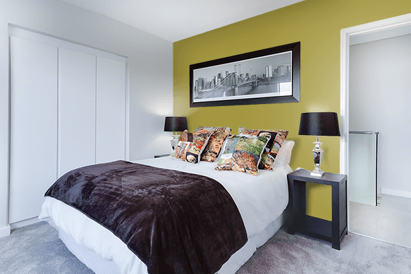 Pretty Photo frame on Dark Gold Matte color Bedroom interior wall color