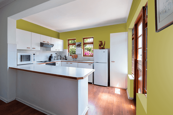 Pretty Photo frame on Dark Gold Matte color kitchen interior wall color