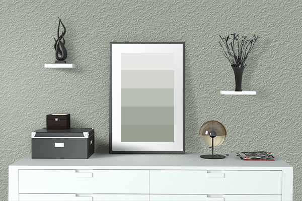 Pretty Photo frame on Sage CMYK color drawing room interior textured wall