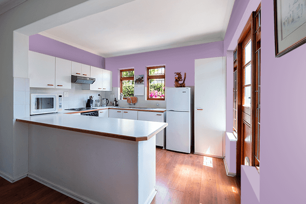 Pretty Photo frame on Glossy Grape color kitchen interior wall color