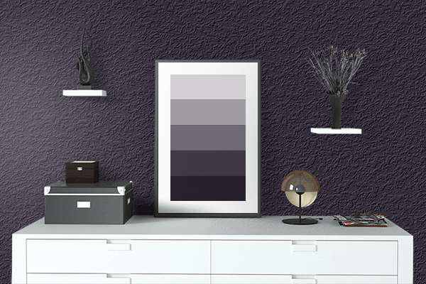 Pretty Photo frame on Raisin color drawing room interior textured wall