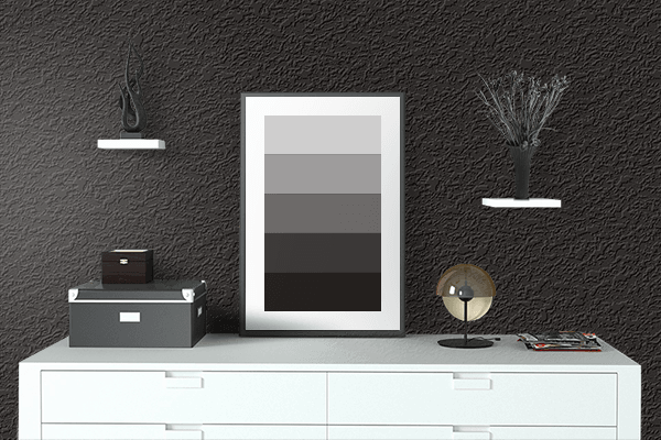 Pretty Photo frame on Pitch Black color drawing room interior textured wall