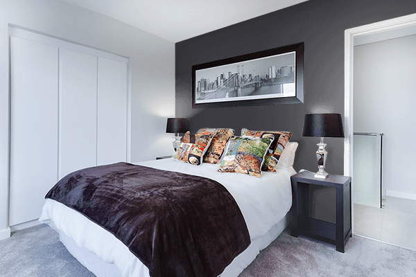 Pretty Photo frame on Dark Graphite color Bedroom interior wall color