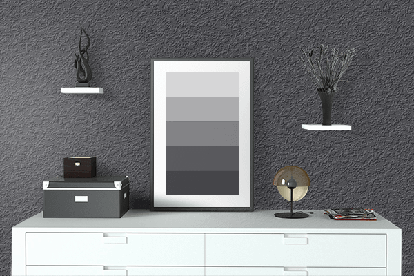 Pretty Photo frame on Dark Graphite color drawing room interior textured wall