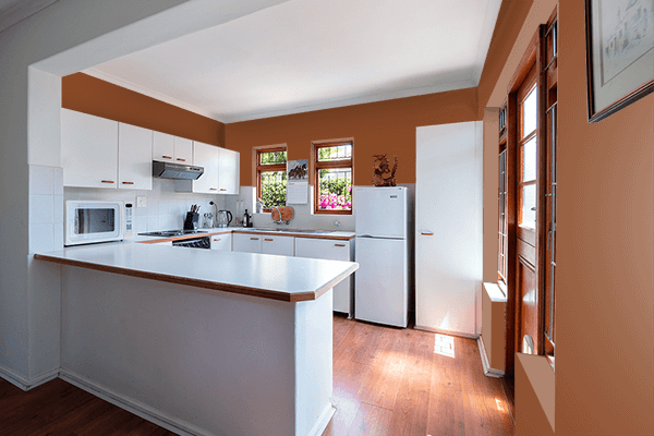 Pretty Photo frame on Metallic Brown color kitchen interior wall color