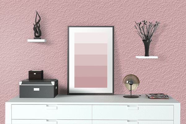 Pretty Photo frame on Lip color drawing room interior textured wall