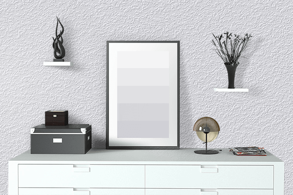 Pretty Photo frame on Ghost White color drawing room interior textured wall