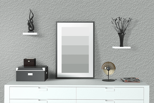 Pretty Photo frame on Storm Gray color drawing room interior textured wall