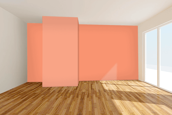 Pretty Photo frame on Cadmium Orange color Living room wal color