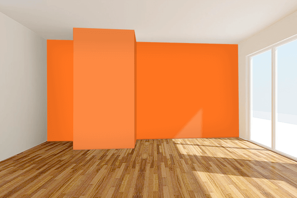 Pretty Photo frame on Vibrant Orange (Pantone) color Living room wal color