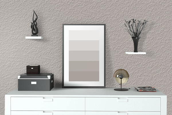 Pretty Photo frame on Silver Gray color drawing room interior textured wall