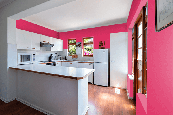 Pretty Photo frame on Cerise color kitchen interior wall color