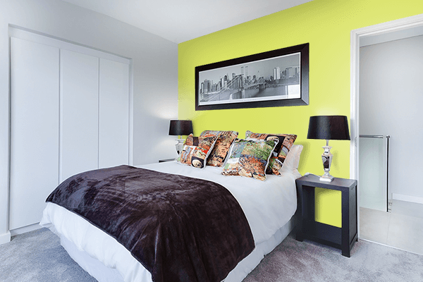 Pretty Photo frame on Green Grape color Bedroom interior wall color