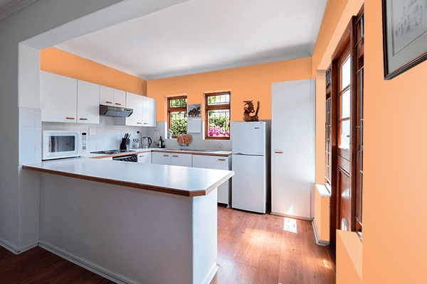 Pretty Photo frame on Summer Orange color kitchen interior wall color