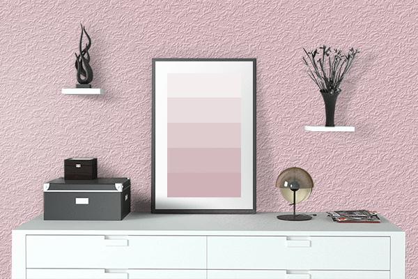 Pretty Photo frame on Light Blush color drawing room interior textured wall