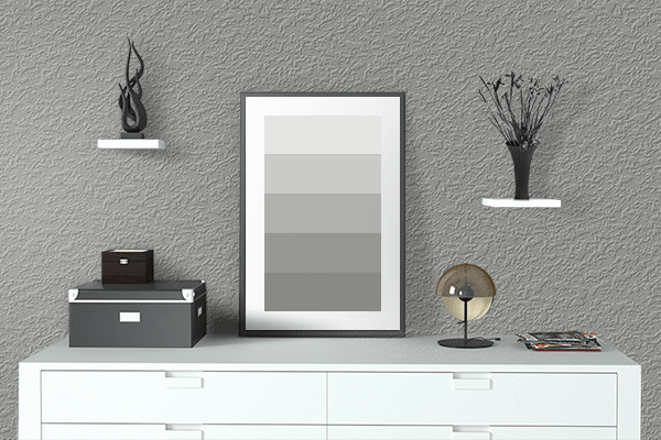 Pretty Photo frame on Best Gray color drawing room interior textured wall