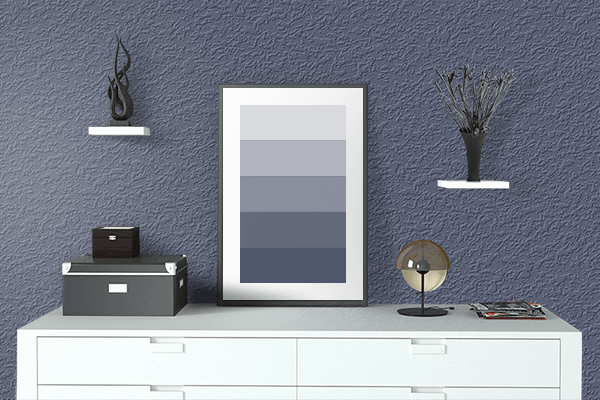 Pretty Photo frame on Blue Indigo (Pantone) color drawing room interior textured wall