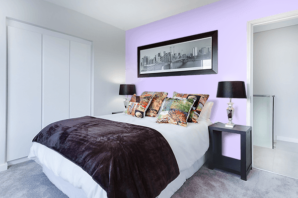 Pretty Photo frame on Lilac color Bedroom interior wall color