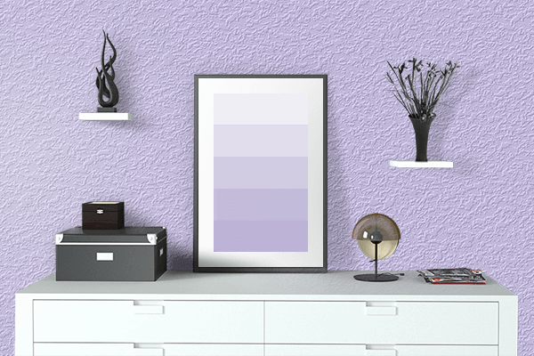 Pretty Photo frame on Lilac color drawing room interior textured wall