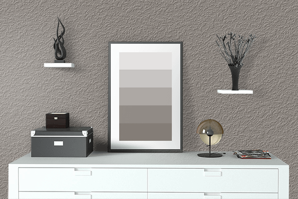 Pretty Photo frame on Magma Gray color drawing room interior textured wall