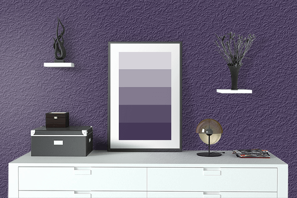 Pretty Photo frame on Parachute Purple color drawing room interior textured wall