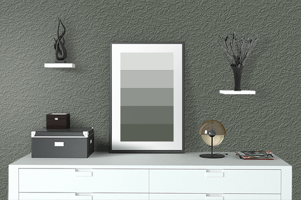Pretty Photo frame on Ebony color drawing room interior textured wall
