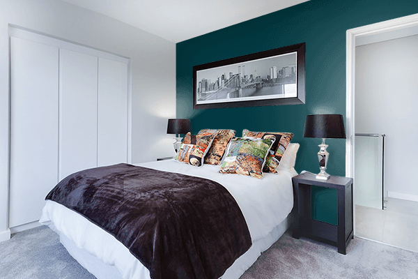 Pretty Photo frame on Natural Indigo color Bedroom interior wall color