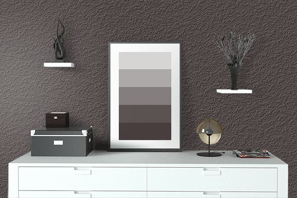 Pretty Photo frame on Black Coffee color drawing room interior textured wall
