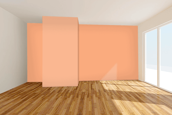Pretty Photo frame on Orange Chiffon color Living room wal color