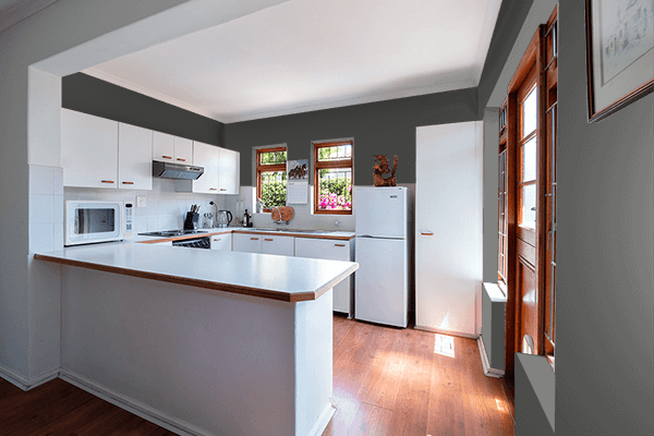 Pretty Photo frame on Medium Black color kitchen interior wall color