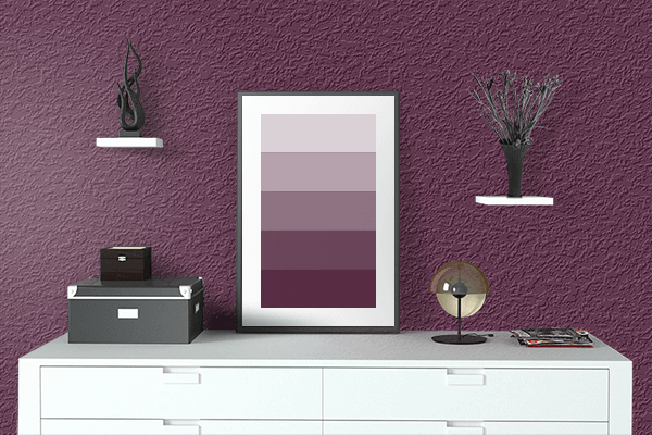 Pretty Photo frame on Tulip Poplar Purple color drawing room interior textured wall