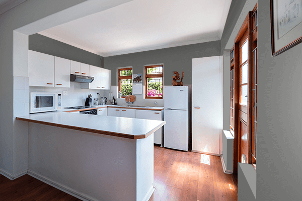 Pretty Photo frame on Winter Gray color kitchen interior wall color