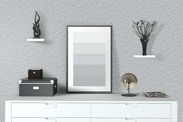 Pretty Photo frame on Moonstone color drawing room interior textured wall
