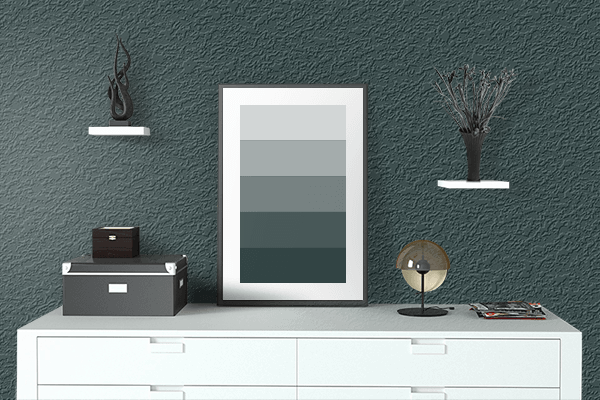 Pretty Photo frame on 高麗納戸 (Kōrainando) color drawing room interior textured wall