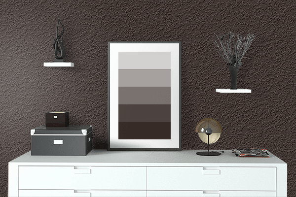 Pretty Photo frame on Bitter Chocolate CMYK color drawing room interior textured wall