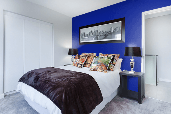 Pretty Photo frame on Indigo Dye color Bedroom interior wall color