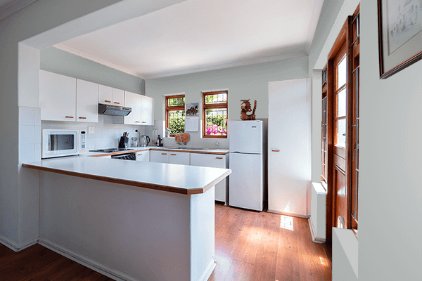 Pretty Photo frame on Mirage Gray color kitchen interior wall color