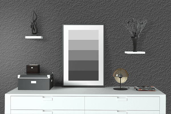 Pretty Photo frame on Onyx Black color drawing room interior textured wall