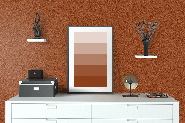 Pretty Photo frame on Brown (PWG) color drawing room interior textured wall