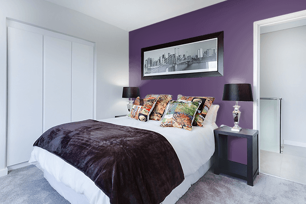 Pretty Photo frame on Winter Purple color Bedroom interior wall color