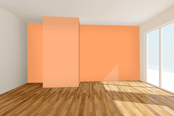 Pretty Photo frame on Mock Orange color Living room wal color