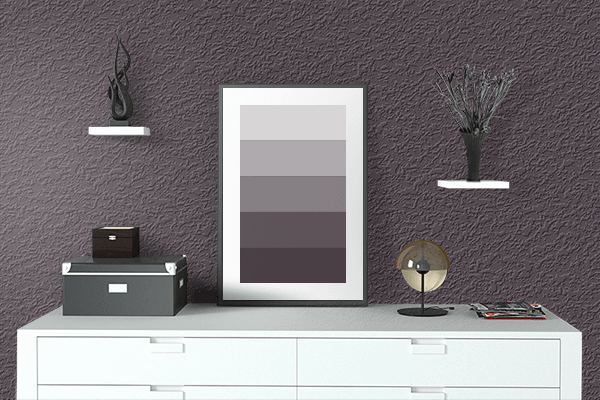 Pretty Photo frame on 滅紫 (Metsushi) color drawing room interior textured wall